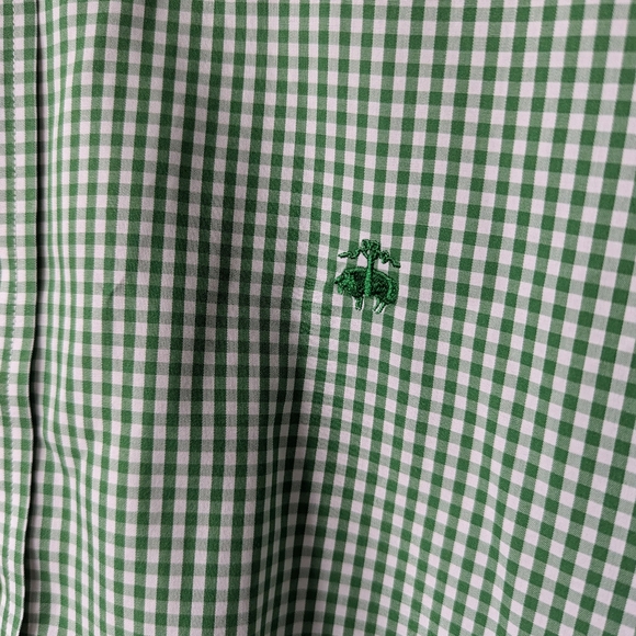 Men's Brooks Brothers Green Check Button Down Non-Iron Shirt 100% Cotton - Large - Picture 10 of 12